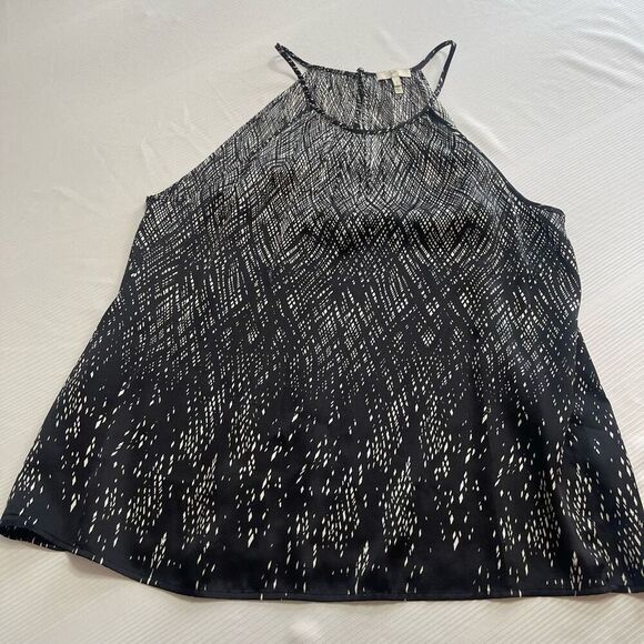 JOIE Dowana Print Black White Silk Tank Top Size Large - Picture 2 of 6
